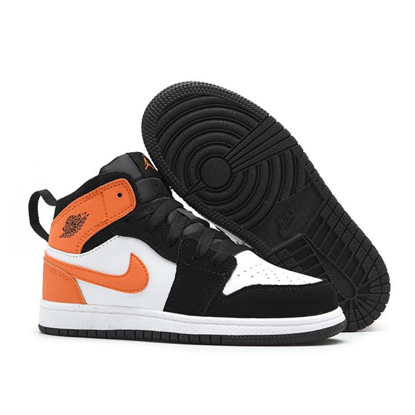 Youth Running Weapon Air Jordan 1 White/Orange/Black Shoes 0036